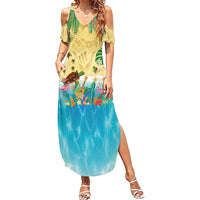 Hawaiian Alohawaii Summer Maxi Dress Tropical Plants and Animals on The Beach LT03 Women Multicolor - Polynesian Pride
