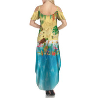 Hawaiian Alohawaii Summer Maxi Dress Tropical Plants and Animals on The Beach LT03 - Polynesian Pride