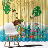Hawaiian Alohawaii Window Curtain Tropical Plants and Animals on The Beach - Polynesian Pride
