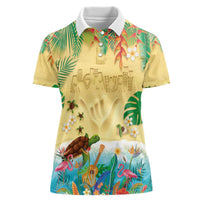 Hawaiian Alohawaii Women Polo Shirt Tropical Plants and Animals on The Beach LT03 Female Multicolor - Polynesian Pride