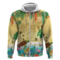 Hawaiian Alohawaii Zip Hoodie Tropical Plants and Animals on The Beach LT03 Zip Hoodie Multicolor - Polynesian Pride