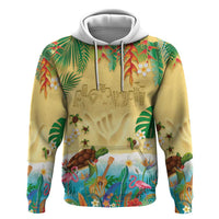Hawaiian Alohawaii Zip Hoodie Tropical Plants and Animals on The Beach LT03 Pullover Hoodie Multicolor - Polynesian Pride