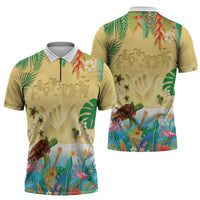 Hawaiian Alohawaii Zipper Polo Shirt Tropical Plants and Animals on The Beach LT03 - Polynesian Pride