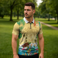 Hawaiian Alohawaii Zipper Polo Shirt Tropical Plants and Animals on The Beach LT03 - Polynesian Pride