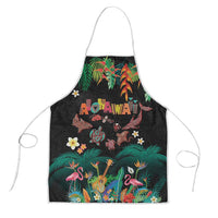 Hawaiian Alohawaii Apron Tribal Sea Animals Tattoo and Tropical Plants LT03 Black - Polynesian Pride