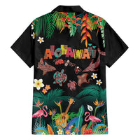 Hawaiian Alohawaii Family Matching Off The Shoulder Long Sleeve Dress and Hawaiian Shirt Tribal Sea Animals Tattoo and Tropical Plants - Polynesian Pride