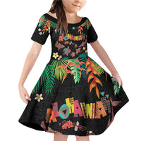 Hawaiian Alohawaii Family Matching Off Shoulder Short Dress and Hawaiian Shirt Tribal Sea Animals Tattoo and Tropical Plants - Polynesian Pride