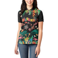 Hawaiian Alohawaii Women Polo Shirt Tribal Sea Animals Tattoo and Tropical Plants - Polynesian Pride
