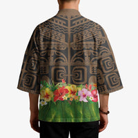 Hawaiian Hula Costume Kimono Tribal Tattoo and Tropical Plants Skirt - Polynesian Pride