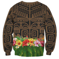 Hawaiian Hula Costume Sweatshirt Tribal Tattoo and Tropical Plants Skirt LT03 - Polynesian Pride