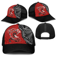Aotearoa Toitu Te Tiriti Baseball Net Cap Taniwha Tribal Motifs LT03 - Polynesian Pride