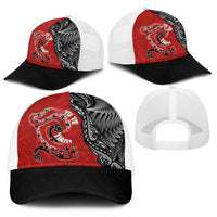 Aotearoa Toitu Te Tiriti Baseball Net Cap Taniwha Tribal Motifs LT03 - Polynesian Pride