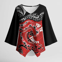 Personalised Aotearoa Toitu Te Tiriti Kimono Sleeve Blouse Taniwha Tribal Motifs LT03 Female Multicolor - Polynesian Pride