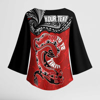 Personalised Aotearoa Toitu Te Tiriti Kimono Sleeve Blouse Taniwha Tribal Motifs LT03 - Polynesian Pride