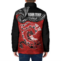 Personalised Aotearoa Toitu Te Tiriti Padded Jacket Taniwha Tribal Motifs LT03 - Polynesian Pride