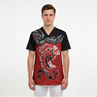 Personalised Aotearoa Toitu Te Tiriti Scrub Top Taniwha Tribal Motifs LT03 - Polynesian Pride
