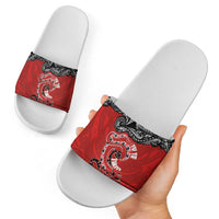 Aotearoa Toitu Te Tiriti Slide Sandals Taniwha Tribal Motifs LT03 - Polynesian Pride