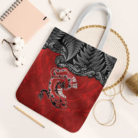 Aotearoa Toitu Te Tiriti Tote Bag Taniwha Tribal Motifs LT03 White Strap One Size Multicolor - Polynesian Pride