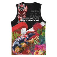Aotearoa Toitu Te Tiriti Basketball Jersey Waitangi-Honour The Treaty NZ Tuatara and Plants