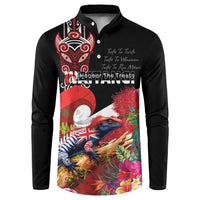Aotearoa Toitu Te Tiriti Button Sweatshirt Waitangi-Honour The Treaty NZ Tuatara and Plants LT03 Multicolor - Polynesian Pride