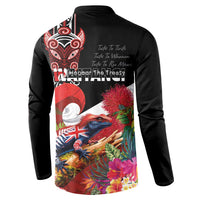 Aotearoa Toitu Te Tiriti Button Sweatshirt Waitangi-Honour The Treaty NZ Tuatara and Plants LT03 - Polynesian Pride