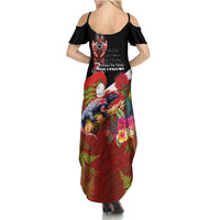 Aotearoa Toitu Te Tiriti Summer Maxi Dress Waitangi-Honour The Treaty NZ Tuatara and Plants