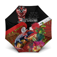 Aotearoa Toitu Te Tiriti Umbrella Waitangi-Honour The Treaty NZ Tuatara and Plants LT03 One Size Folded 11.42 inch Opened Diameter 37.4 inch Multicolor - Polynesian Pride