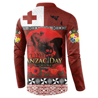 Tonga ANZAC Day Button Sweatshirt Gallipoli Lest We Forget Ngatu Art Tribal LT03 - Polynesian Pride