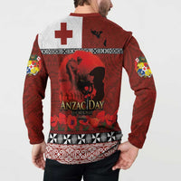 Tonga ANZAC Day Button Sweatshirt Gallipoli Lest We Forget Ngatu Art Tribal LT03 - Polynesian Pride