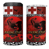 Tonga ANZAC Day 4 in 1 Can Cooler Tumbler Gallipoli Lest We Forget-Ngatu Art Tribal LT03 One Size: 16 oz Red - Polynesian Pride