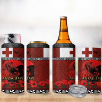 Tonga ANZAC Day 4 in 1 Can Cooler Tumbler Gallipoli Lest We Forget-Ngatu Art Tribal LT03 - Polynesian Pride