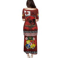 Tonga ANZAC Day Family Matching Puletasi and Hawaiian Shirt Gallipoli Lest We Forget Ngatu Art Tribal