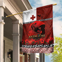 Tonga ANZAC Day Garden Flag Gallipoli Lest We Forget Ngatu Art Tribal LT03 House Flag Red - Polynesian Pride