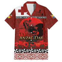 Tonga ANZAC Day Hawaiian Shirt Gallipoli Lest We Forget Ngatu Art Tribal LT03 Red - Polynesian Pride