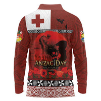 Tonga ANZAC Day Long Sleeve Polo Shirt Gallipoli Lest We Forget Ngatu Art Tribal