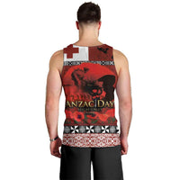 Tonga ANZAC Day Men Tank Top Gallipoli Lest We Forget Ngatu Art Tribal LT03 - Polynesian Pride