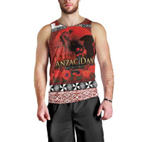 Tonga ANZAC Day Men Tank Top Gallipoli Lest We Forget Ngatu Art Tribal LT03 - Polynesian Pride