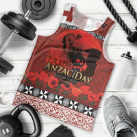 Tonga ANZAC Day Men Tank Top Gallipoli Lest We Forget Ngatu Art Tribal LT03 - Polynesian Pride