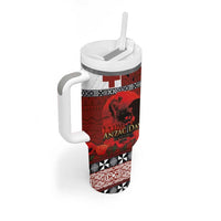Tonga ANZAC Day Tumbler With Handle Gallipoli Lest We Forget-Ngatu Art Tribal LT03 - Polynesian Pride