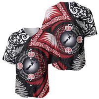 Tonga and New Zealand Together Baseball Jersey Ngatu Art Tribal Maori Tattoo and Silver Fern