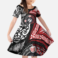 Tonga and New Zealand Together Family Matching Tank Maxi Dress and Hawaiian Shirt Ngatu Art Tribal Maori Tattoo and Silver Fern
