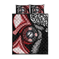 Tonga and New Zealand Together Quilt Bed Set Ngatu Art Tribal Maori Tattoo and Silver Fern