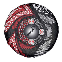 Tonga and New Zealand Together Spare Tire Cover Ngatu Art Tribal Maori Tattoo and Silver Fern