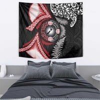 Tonga and New Zealand Together Tapestry Ngatu Art Tribal Maori Tattoo and Silver Fern