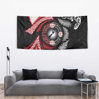 Tonga and New Zealand Together Tapestry Ngatu Art Tribal Maori Tattoo and Silver Fern