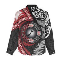 Tonga and New Zealand Together Women Casual Shirt Ngatu Art Tribal Maori Tattoo and Silver Fern