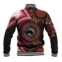 Tonga and Australia Together Baseball Jacket Ngatu Art Tribal Aboriginal Tattoo Pattern LT03 - Polynesian Pride