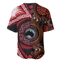 Tonga and Australia Together Baseball Jersey Ngatu Art Tribal Aboriginal Tattoo Pattern