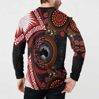 Tonga and Australia Together Button Sweatshirt Ngatu Art Tribal Aboriginal Tattoo Pattern LT03 - Polynesian Pride