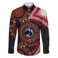 Tonga and Australia Together Family Matching Long Sleeve Bodycon Dress and Hawaiian Shirt Ngatu Art Tribal Aboriginal Tattoo Pattern